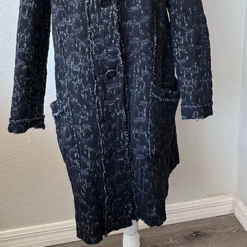Transit Par Such Black Duster Cardigan Large Collar Pockets Sweater Size Small - Picture 7 of 9